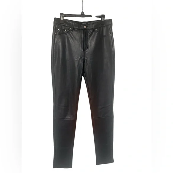7 For All Mankind Black Leather Look Pants GUC M - Picture 1 of 7